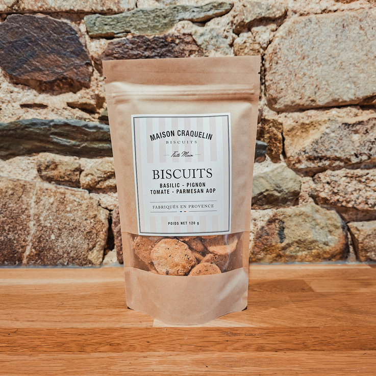 Biscuits basilic pignon tomate parmesan AOP Maison Craquelin biscuits apéritifs artisanaux