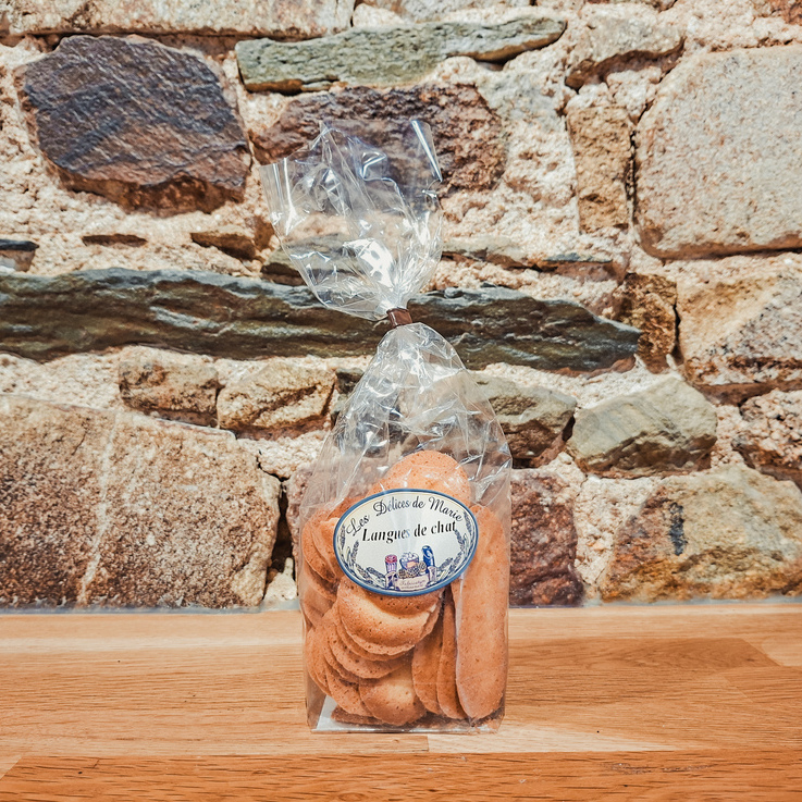 Langues de chat artisanales Les Délices de Marie, biscuits fins et croustillants fabriqués en Bretagne