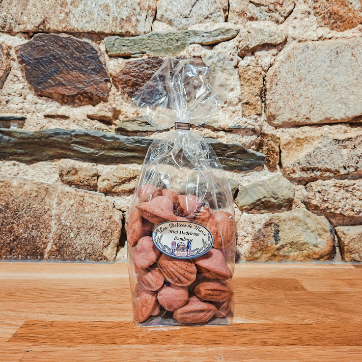 Mini madeleines framboise artisanales Les Délices de Marie, fabrication bretonne à Vitré